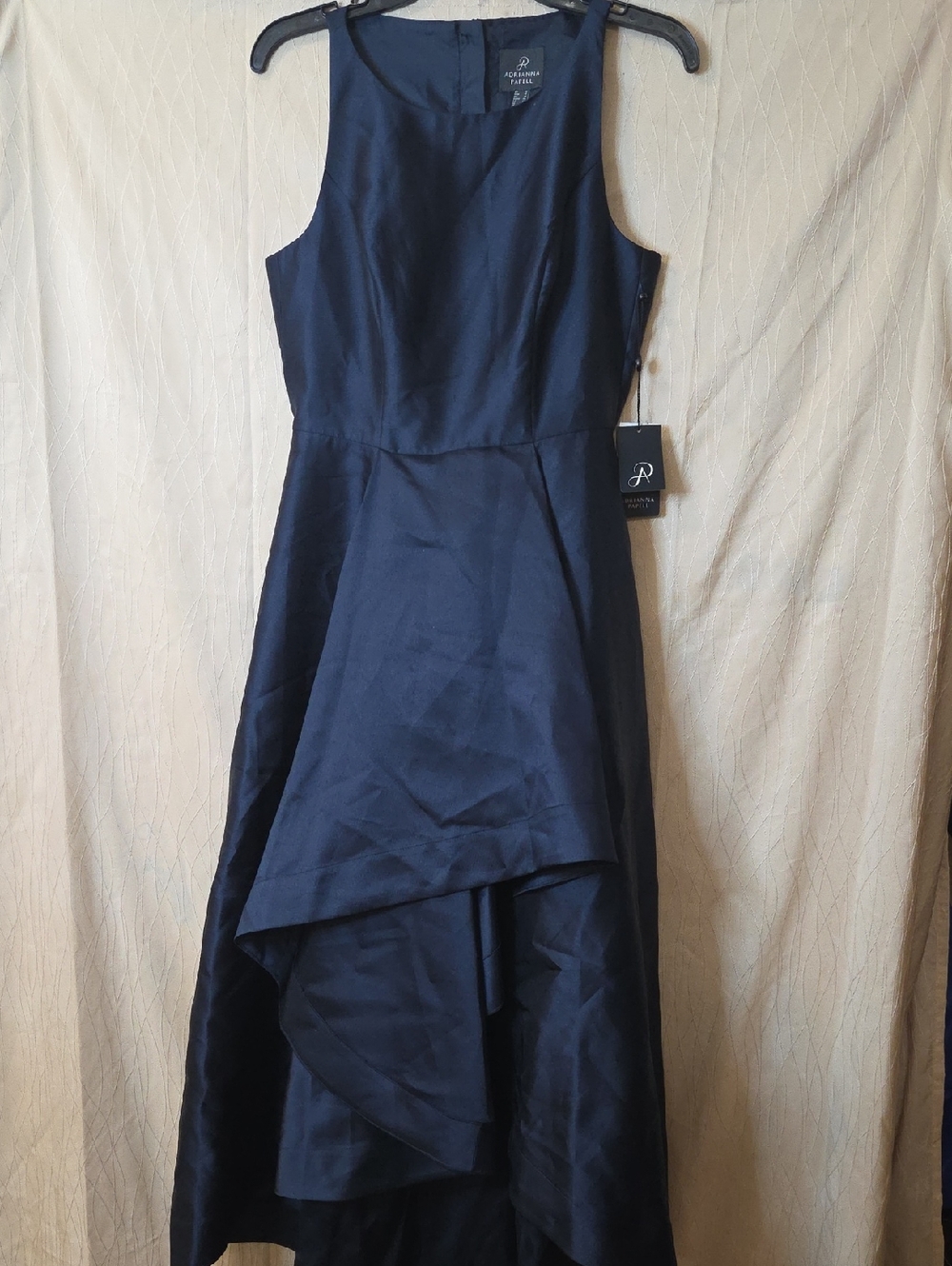 Adrianna Papell Midnight Color Sleeveless Mikado High-Low Formal Gown